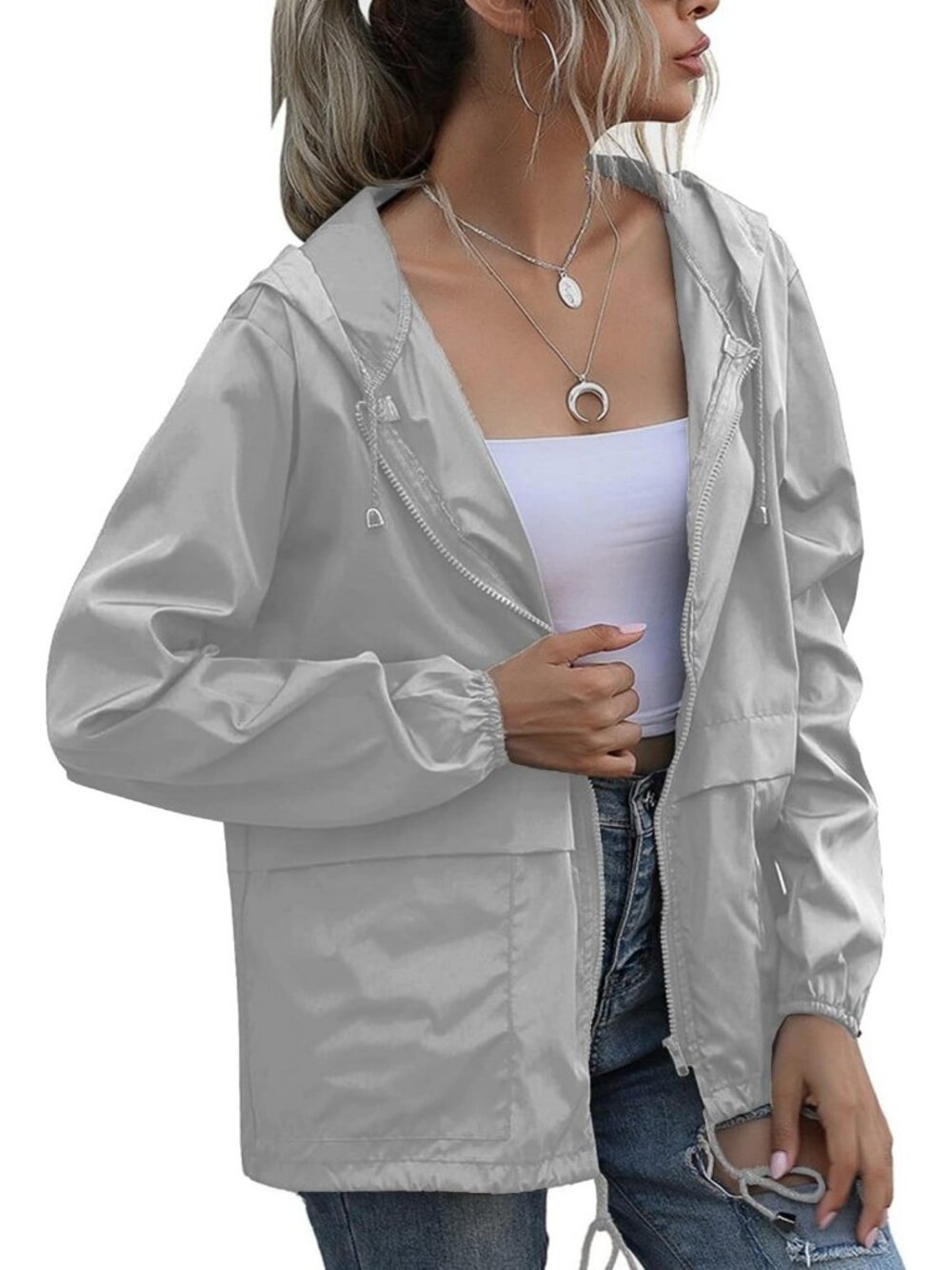 Lightweight Waterproof Hooded Raincoat for Women | Windbreaker with Pocket